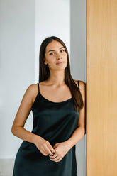 Svilena crna spavaćica