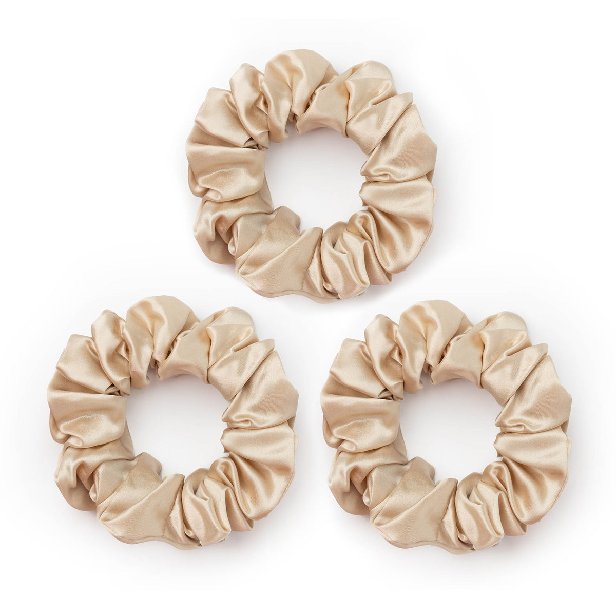 Pack of 3 Large Beige Scrunchies