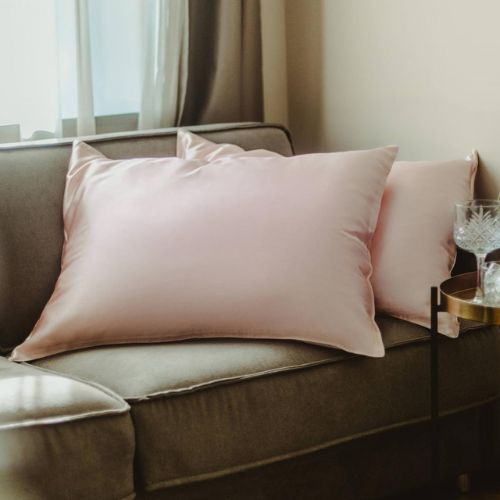 Pack of 2 pink silk pillowcases