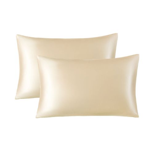 Pack of 2 beige silk pillowcases